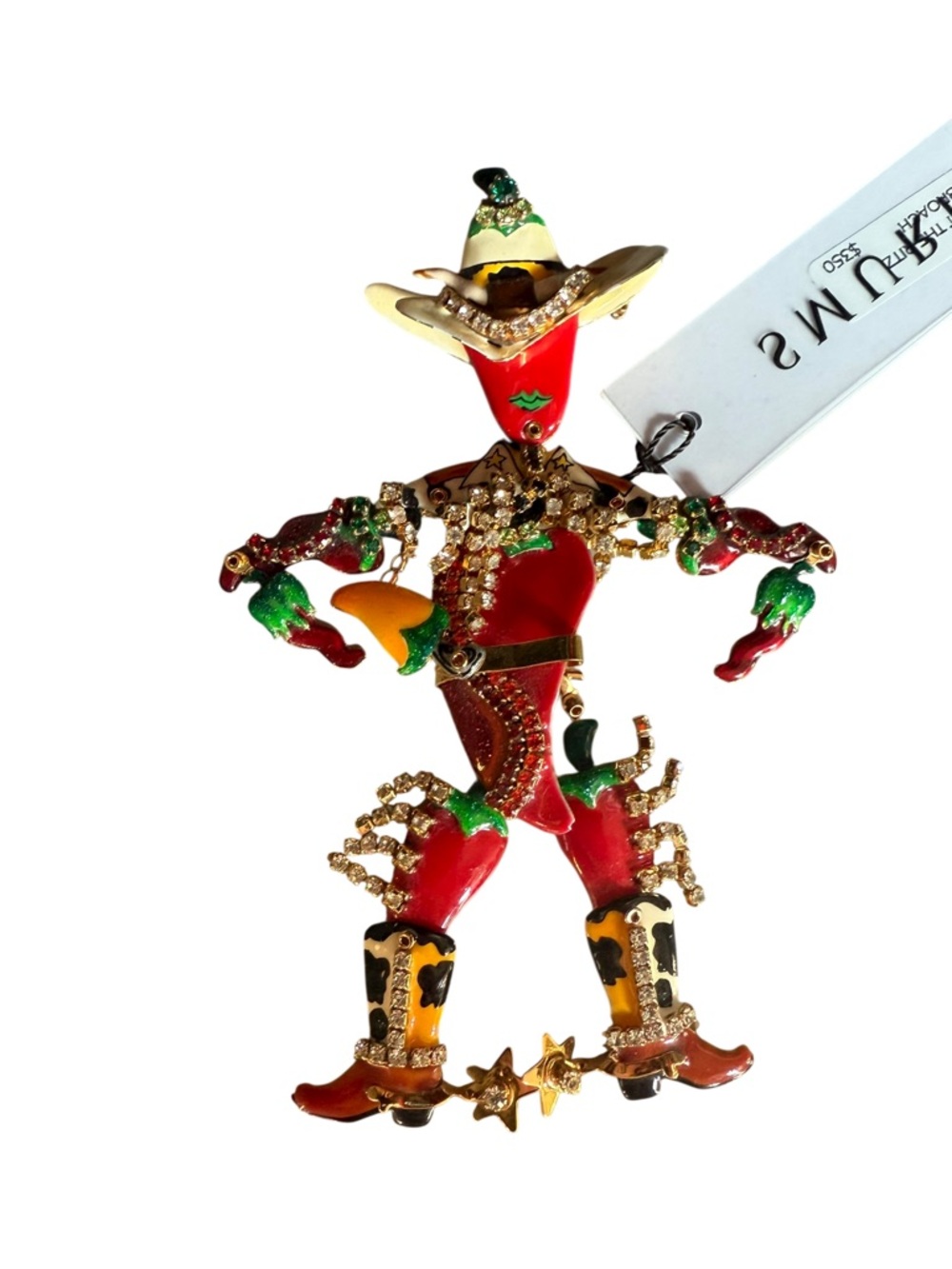 Lunch at the Ritz Bejeweled Red Cowboy brooch - vintage jewelry